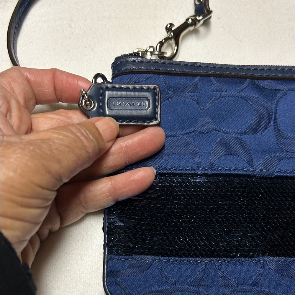 Coach Blue and Sequin Signature Wristlet! - Picture 3 of 7